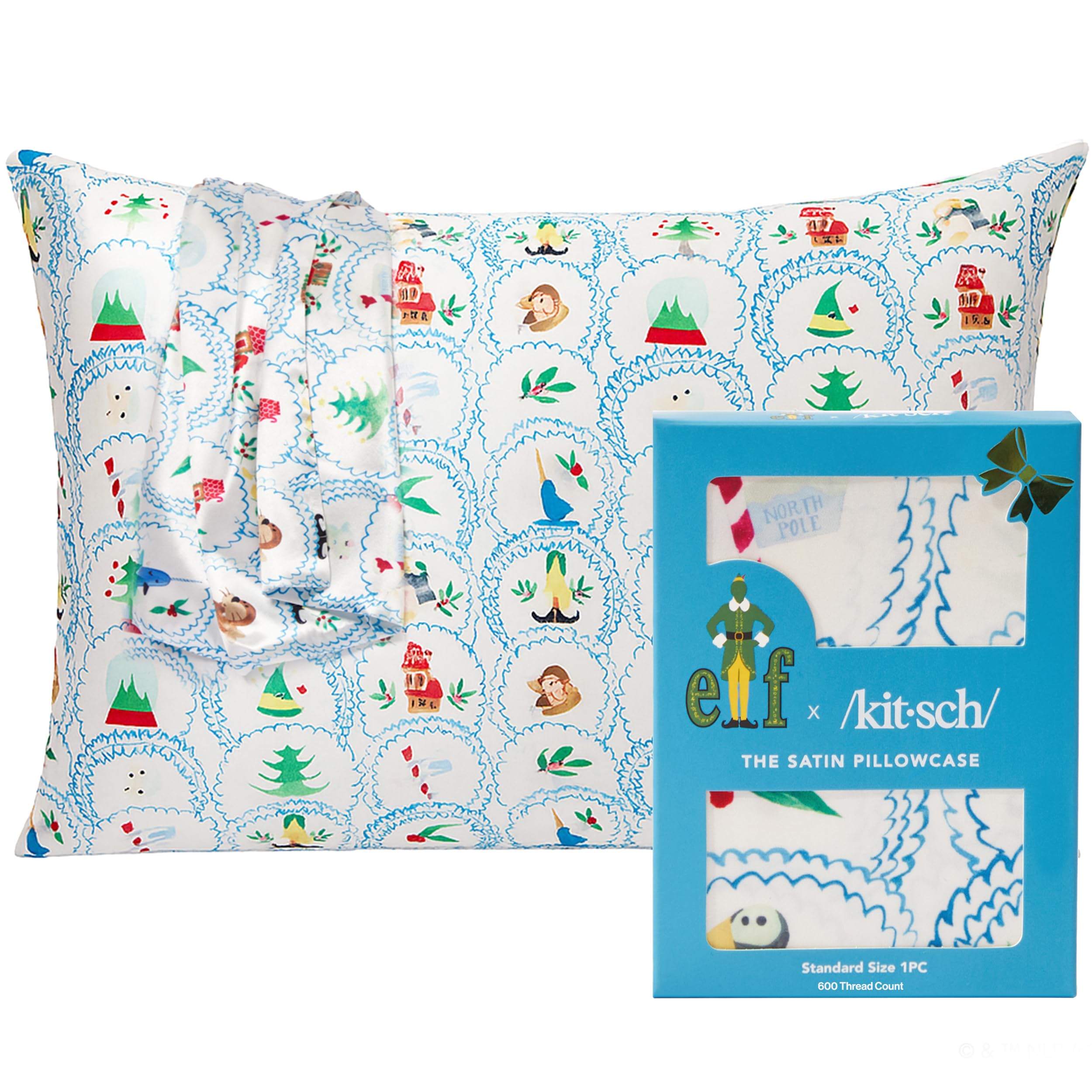 Kitsch x Elf North Pole Satin Pillowcase - Standard Size 19x26