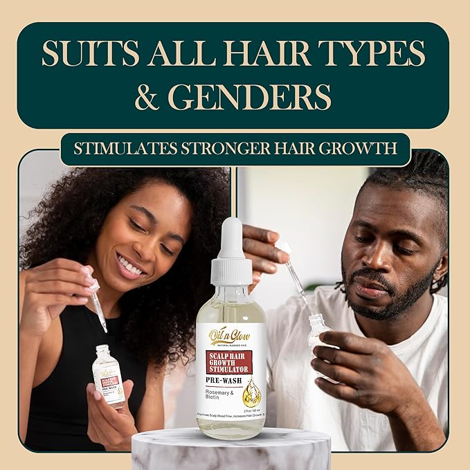 Pre‑Wash Scalp Oil for Dry, Itchy Scalp & Hair Growth | Rosemary, Biotin, Castor Oil | Hydrates, Reduces Flakes & Strengthens Roots | Fragrance‑Free, Lightweight Formula – 2 fl oz