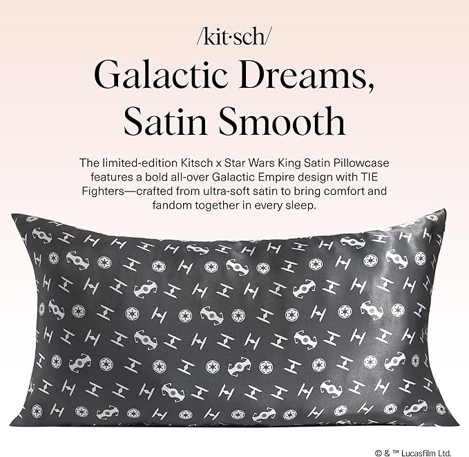 Kitsch x Star Wars Galactic Empire Satin Pillowcase, Size 19x36