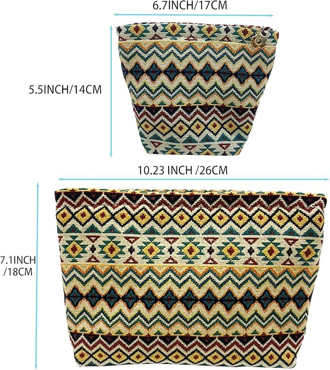 getgto 2 Pcs Makeup Bags, Large Cosmetic Bag Travel Toiletry Bag