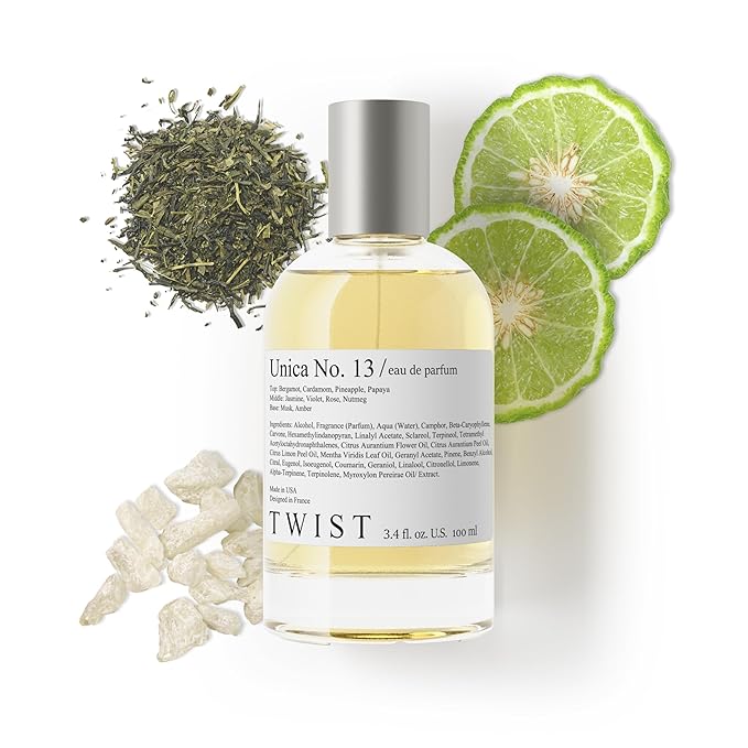 Twist Unica No. 13 - Eau de Cologne Inspired by Calv. K One, Long-Lasting Perfume For Women & Men, Green Tea & Bergamot, Vegan, Clean Ingredients, Unisex, Fragrance - Spray 100 ml | 3.4 fl. oz.