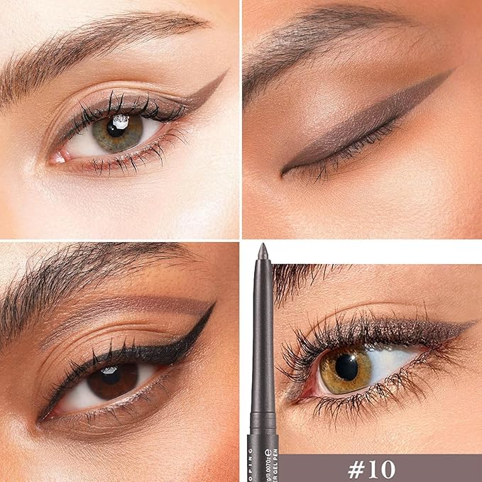 Mefyhtune Grey Eyeliner Pencil Waterproof Retractable Cream Grey Gel Eyeliner Smudge-proof Hypoallergenic (10#)