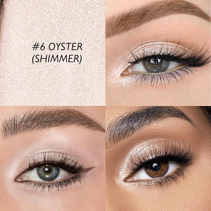 Wugbc Eyeshadow Stick Shimmer Waterproof Long Wear Eye Brightener Cream to Powder Glitter Eye Shadow Crayon High Pigmented Highlighter Eye Liner Pencil Makeup Crease-Proof Buildable Color, 6 OYSTER