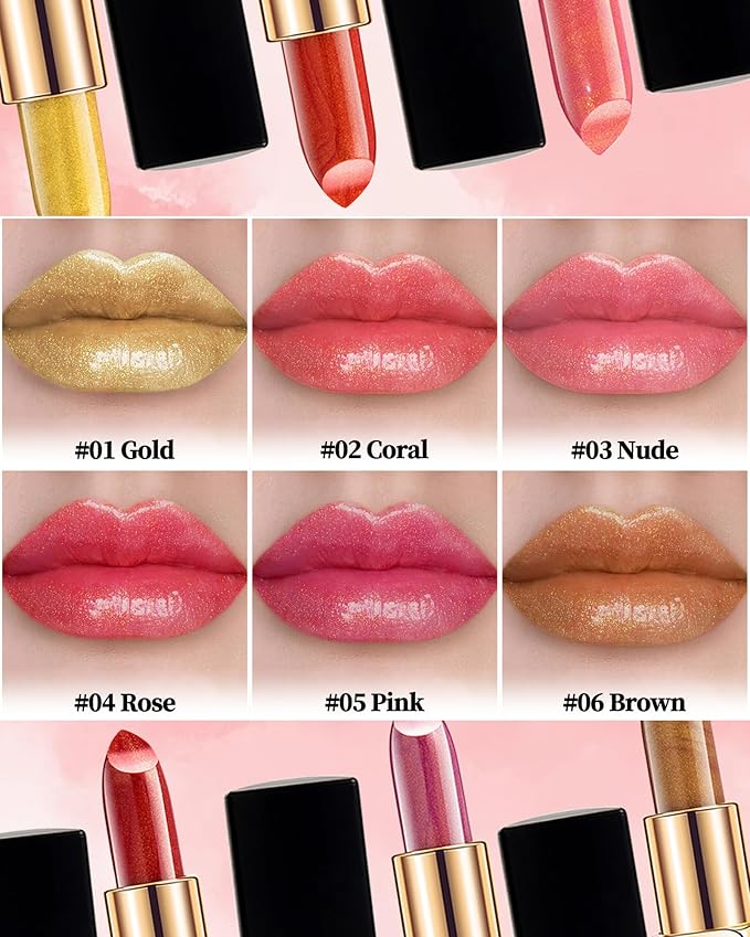 Caedelfly Metallic Brown Lipstick for Women, Long Lasting, High Pigment-06