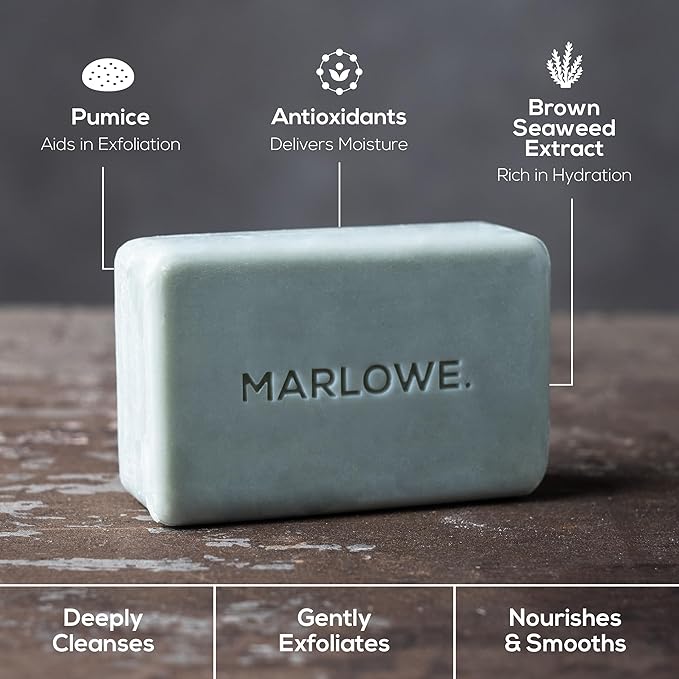 MARLOWE. Lightly Exfoliating Cleansing Soap Bar, Sage + Fir 7 oz (6 Bars)