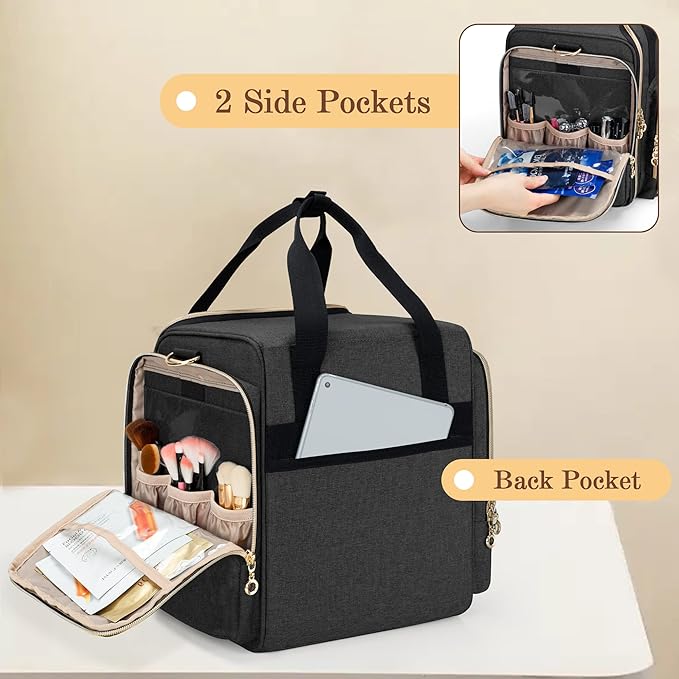 LUXJA Travel Makeup Bag with 4 Inner Removable Makeup Cases, Black
