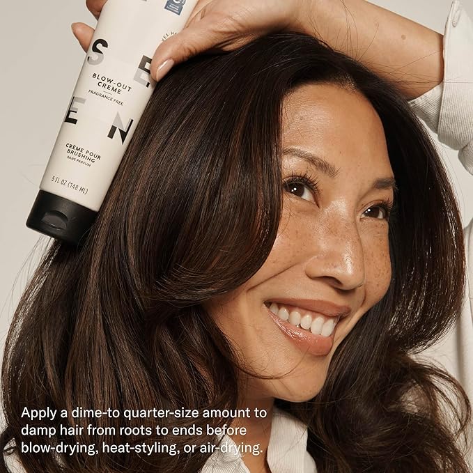 SEEN Blow-Out Creme, Fragrance Free - Non-Comedogenic Blow-Out Hair Cream - Dermatologist-Developed - Reduces Frizz- Heat Protectant- Safe for Sensitive, Eczema & Acne Prone Skin