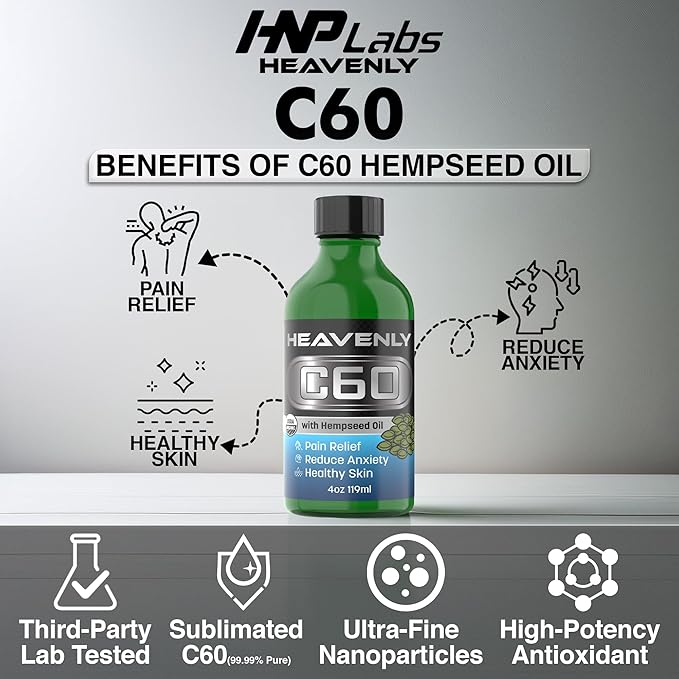 HNP Labs Premium C60 Supplement in Organic Hemp Seed Oil – Advanced Carbon 60 Formula for Cellular Wellness, Cognitive Clarity & Active Lifestyle Support