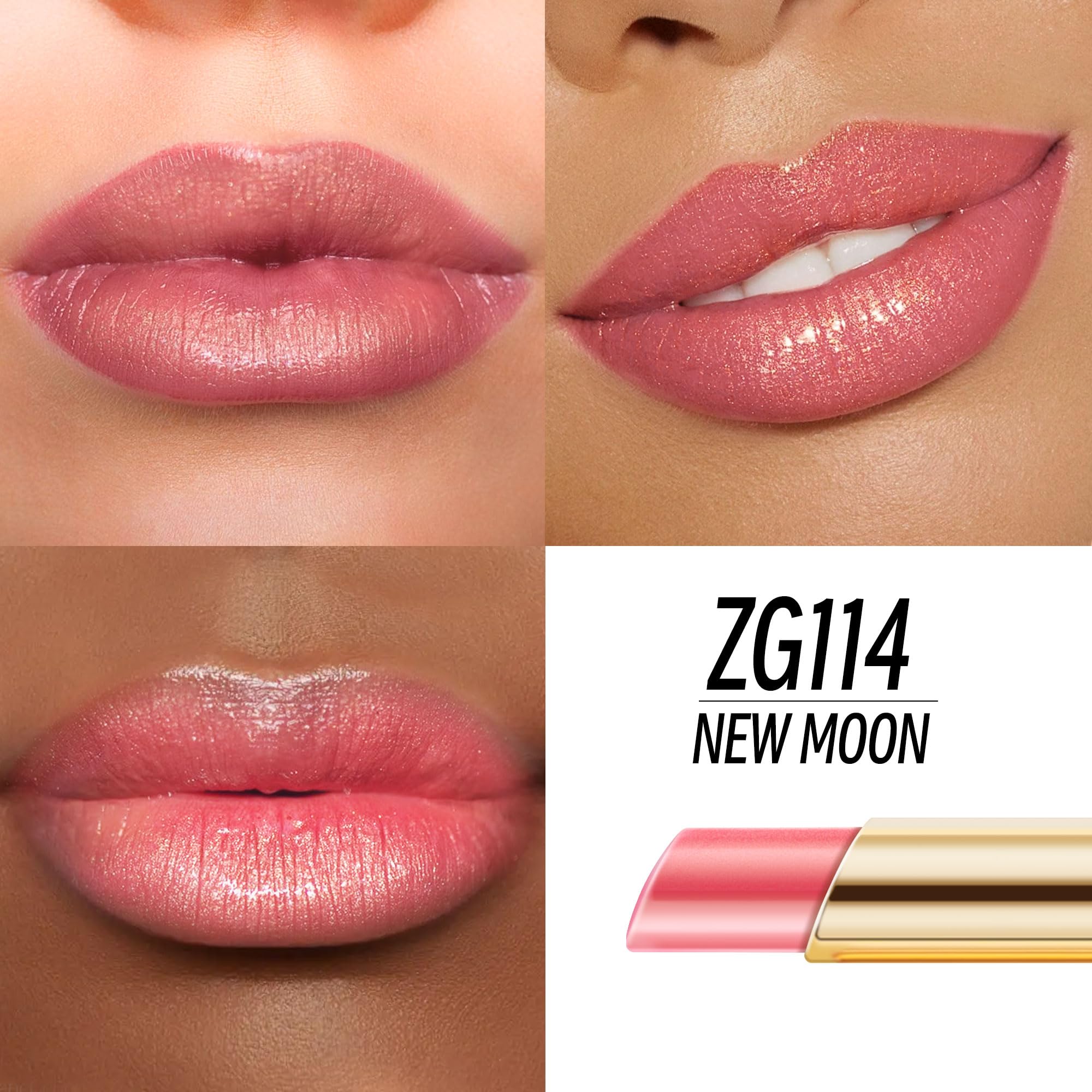 Depuplum Nude Pink Lipstick Moisturizing for Women Shimmer Tinted Lip Balm Hydrate Nourish Lip Gloss Cruelty Free Lip Makeup, ZG114 New Moon