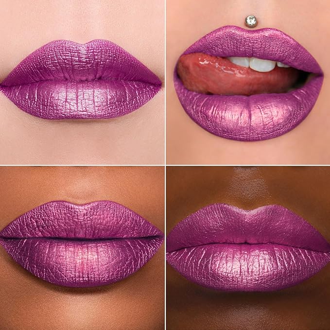 MAKI YIKA 3Pc Metallic Lipstick for Women Red Pink Brown Glitter Lipsticks