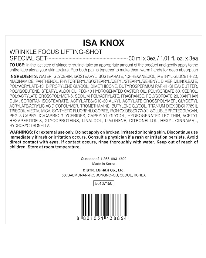 ISA KNOX Wrinkle Focus Lifting Cream Gift Set (Pack of 3) - Advanced Peptide Cream for Face, Eyes & Neck - Firming & Lifting Moisturizer for Fine Lines & Elasticity - Korean Skin Care