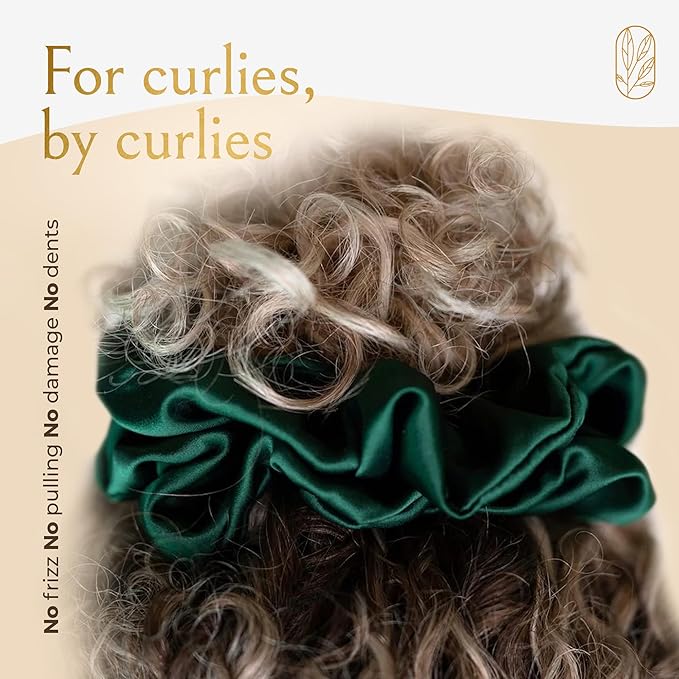 Curlfriend Oversized Mulberry Silk Scrunchie for Women, XL, Emerald