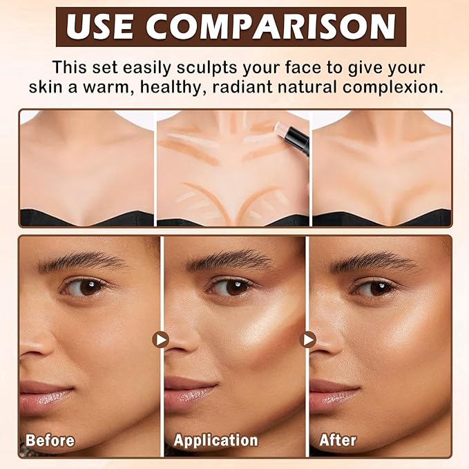 CAHIUYOA 6 Color Cream Contour Highlighter Makeup Kit (Set B)
