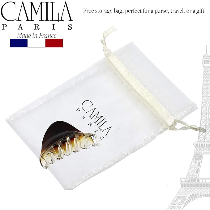Camila Paris CP2379 French Hair Clips for Women, 3.75" Large Claw Clip Strong Hold All Day, Girl Large Claw Clips for Thick Hair, No Damage No Slip Flat Clip for Women. Made in France