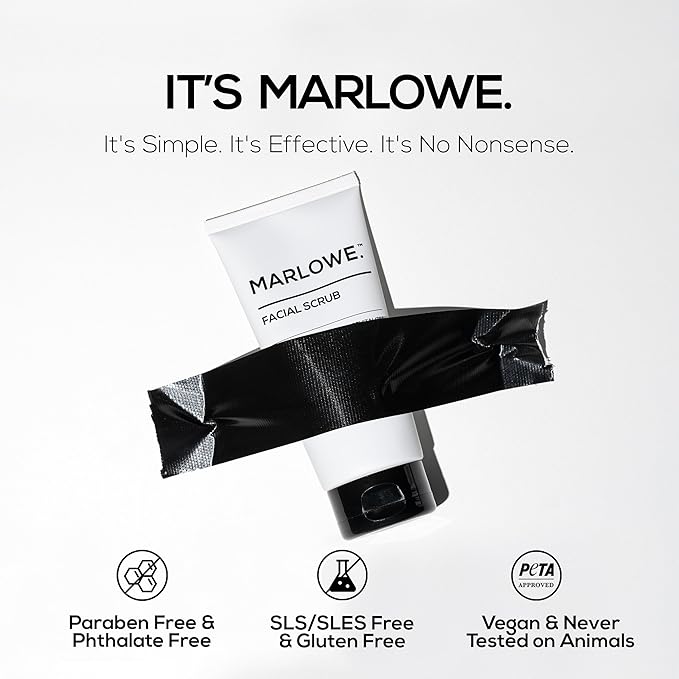 MARLOWE. Facial Scrub for Men, Gentle Face Exfoliator, 6 oz