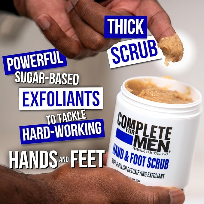 COMPLETE FOR MEN - Hand and Foot Scrub: Exfoliating Feet, Hand Exfoliant, Sugar Scrub for Dry Skin, Moisturizing Rough Skin Remover, Ideal for Hands and Feet Care, Scrub for Men