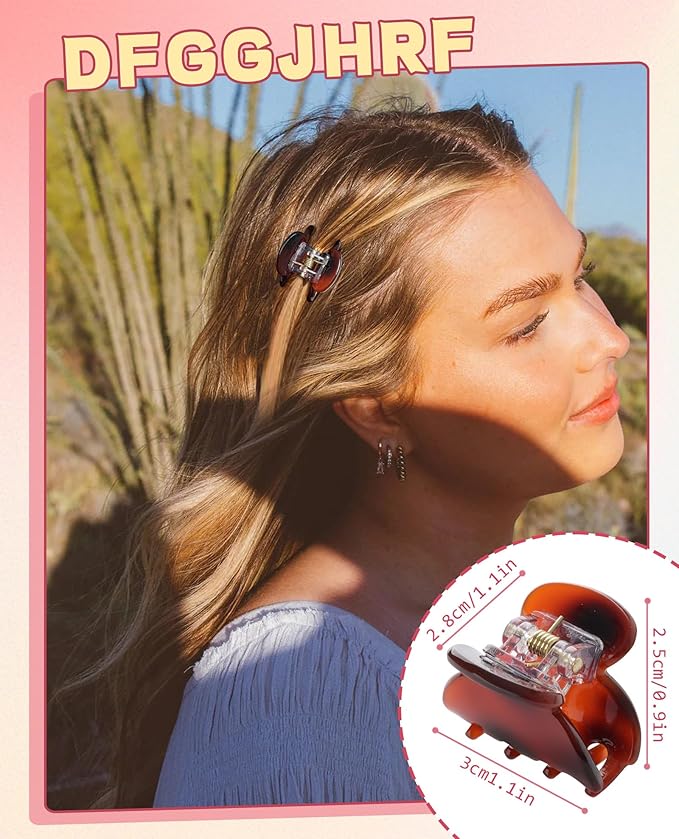 CHLINS 12 Pcs Small Hair Clips for Women, Cute Acrylic Mini Claw Clips Accessories for Thin Fine Hair, Non-Slip Little Jaw Clamps for Half Updo Styling & Bangs