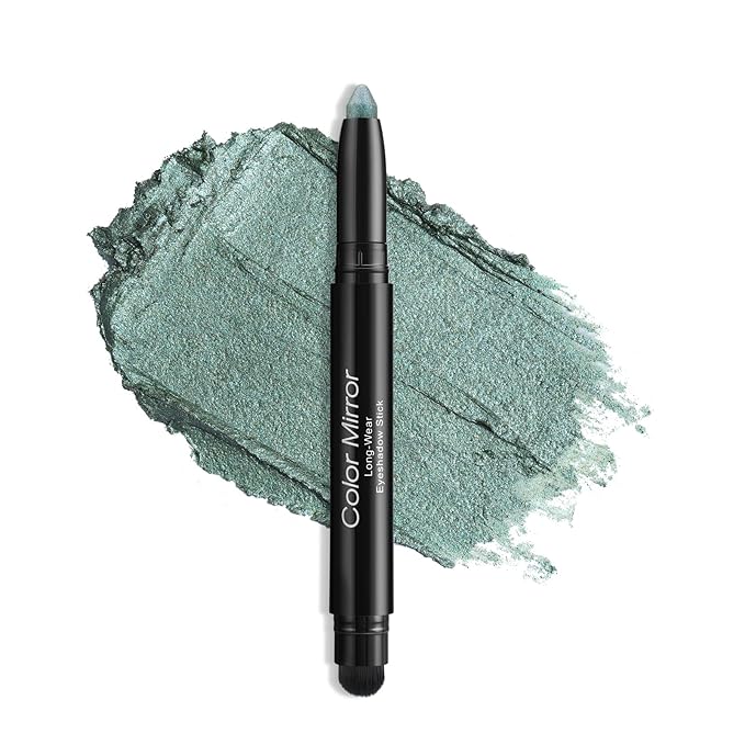 Color Mirror Cream Waterproof Hypoallergenic Eyeshadow Stick, long wear Metallic Glitter Matte Eye Shadow Pencil With Makeup Brush, Eye Brightener, 58 Avocado Metallic