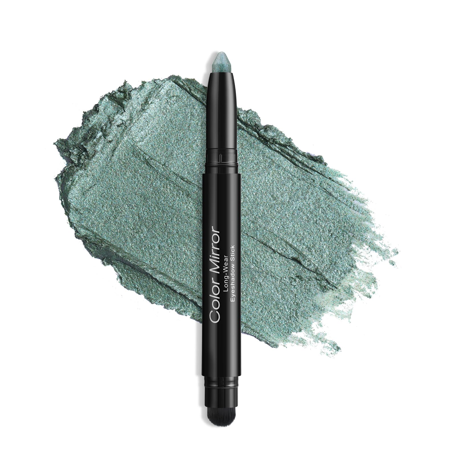 Color Mirror Cream Waterproof Hypoallergenic Eyeshadow Stick, long wear Metallic Glitter Matte Eye Shadow Pencil With Makeup Brush, Eye Brightener, 58 Avocado Metallic