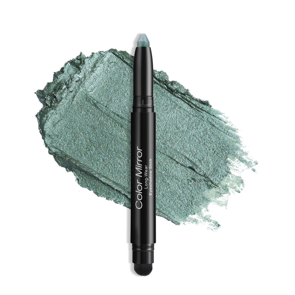 Color Mirror Cream Waterproof Hypoallergenic Eyeshadow Stick, long wear Metallic Glitter Matte Eye Shadow Pencil With Makeup Brush, Eye Brightener, 58 Avocado Metallic
