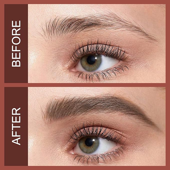 Boobeen Waterproof Eyebrow Pencil with Pomade, Brow Gel with Dual-ended Brush, Long-Lasting Natural Hair-Like Brows for All Skin Tones, Brown
