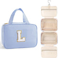 TOPEAST Travel Hanging Toiletry Bag, Personalized Initial Toiletry Pouch, Birthday Gifts for Women Mom Daughter Sister Friends, Cruise Essentials, Blue L