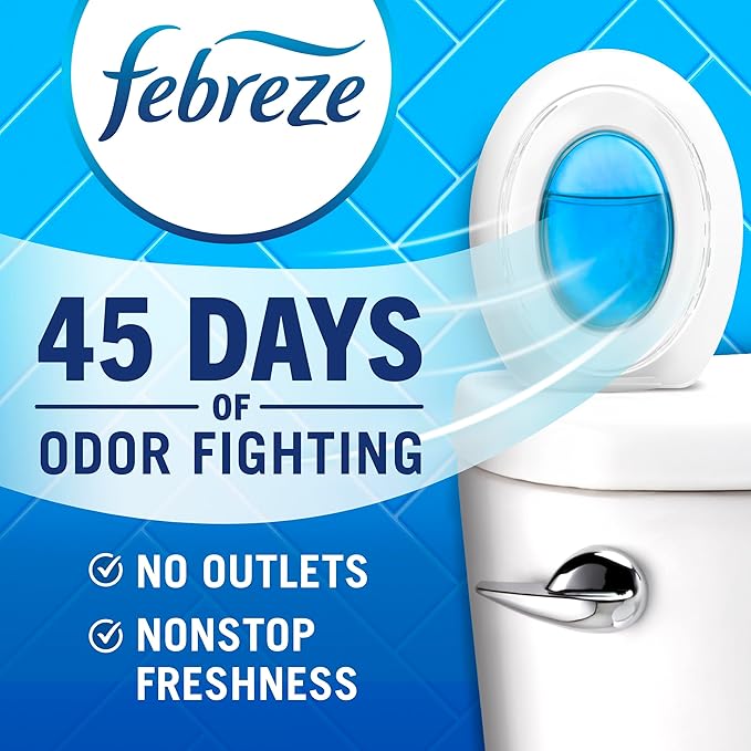 Febreze Bathroom Air Freshener Small Spaces Odor Fighter Ocean Scent 4ct