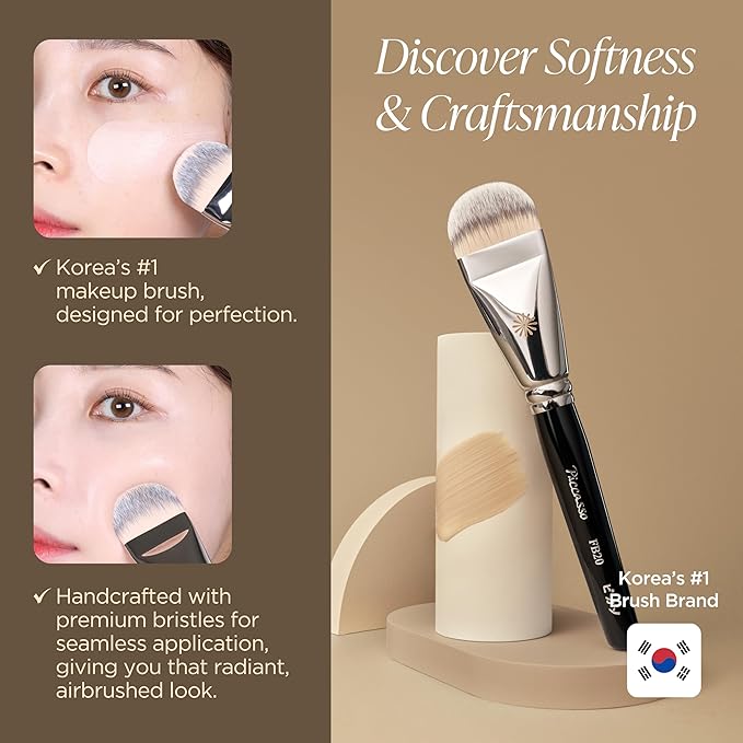 Piccasso FB20 Flat Foundation Brush for Liquid Makeup, Cream Foundation