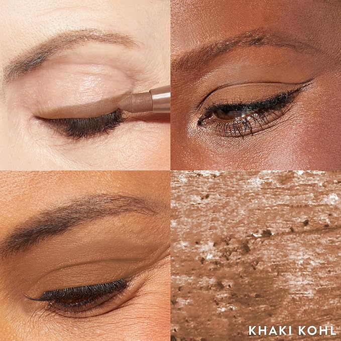 LAURA GELLER NEW YORK Kajal Longwear Kohl Eyeliner Pencil – Khaki – Smooth, Blendable Application, Long-Wearing, Non-Creasing – Infused with Caffeine & Vitamin E – Built-In Sharpener