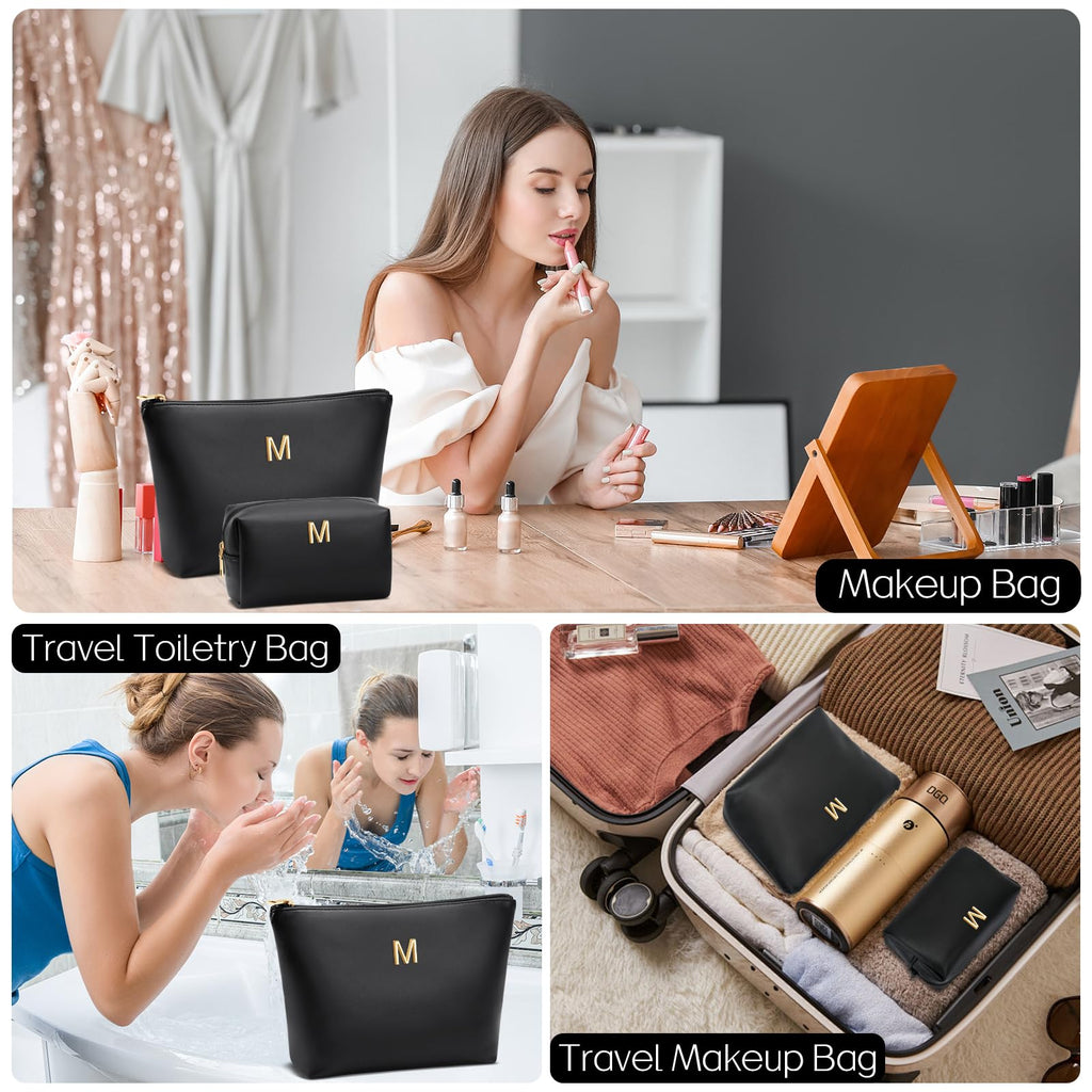 CLOUDWINGS Gifts for Women Girls Personalized Initial Travel Makeup Bag