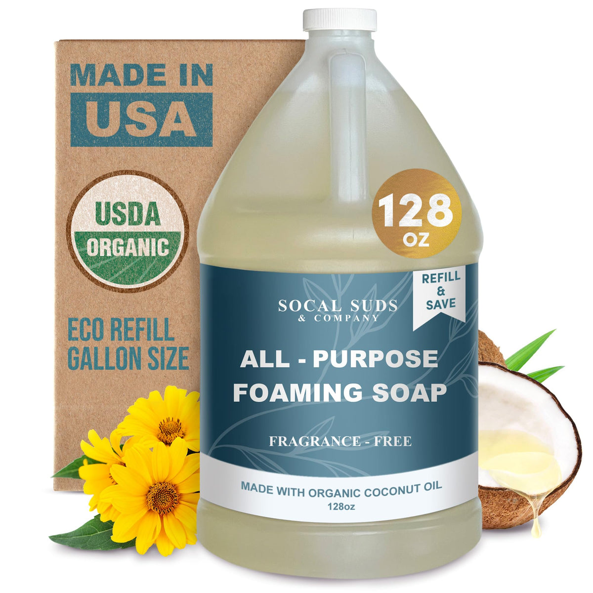 SoCal Suds & Company Organic Foaming Hand & Body Wash, Lavender, 128oz