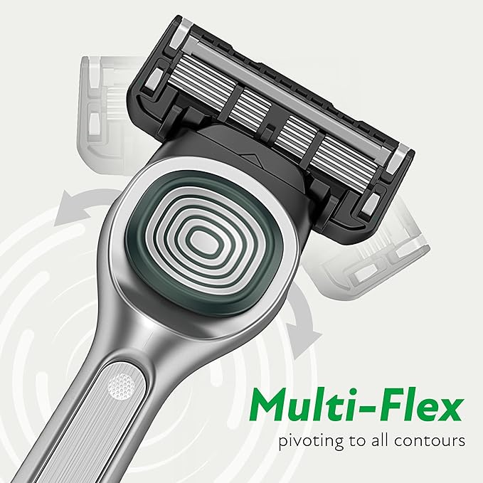 DORCO SLEEK 6 Blade Razor for Men with Multi-Flex Technology for a Smooth & Comfortable Shave | Cartridge Razor for Men, Razor Handle + 2 Cartridges