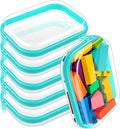 Sanwuta 6 Pcs Clear Hard Zipper Case Plastic Zipper Pouches Transparent Makeup Bag Pencil Case Pouches Toiletry Diaper Bag for Travel Toy Storage Organizer Bins(Teal,7.87 x 5.9 x 2 Inch)