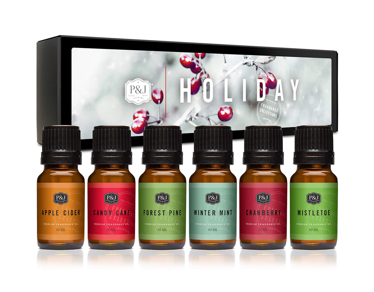 P&J Fragrance Oil Favorites Set | Fresh Cotton, Amber, Leather, Strawberry Shortcake, Lilac, Vanilla for Candle Making, Soap Making Supplies, Diffuser Oils Scents