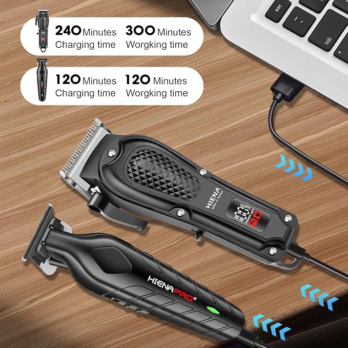 HIENA PRO Hair Clippers for Men, Cordless Clipper and Trimmer Set