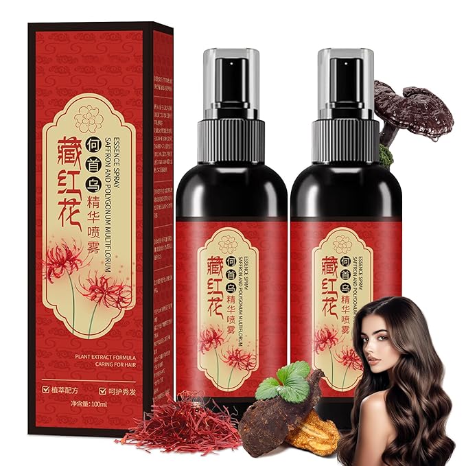 Hgkvnul Saffron Hair Spray, Saffron Essence Spray for Hair Care, Nourishing Hair Care, Anti-Loss Root Strengthening, Improve Dryness and Frizz, Leaving Hairs Shiny Non-Frizzy (2 PCS)