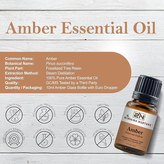 Nirvana Nurture Amber Essential Oil,100% Pure Undiluted, Aromatherapy Oil for Diffuser, Hair & Skin Care