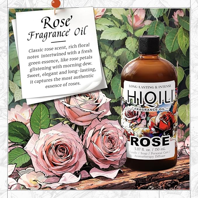 HIQILI Rose Fragrance Oil for Perfume Making, DIY Skin Product - 5.07 Fl Oz