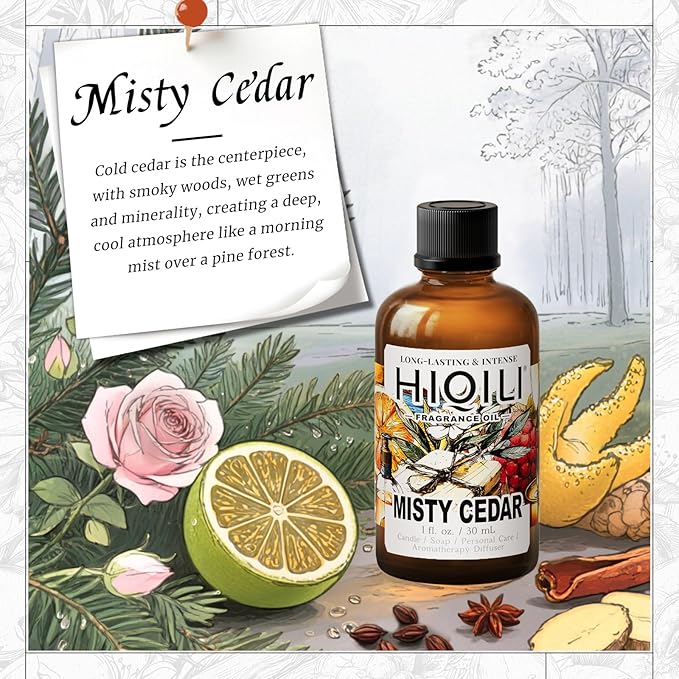HIQILI Misty Cedar Fragrance Oil for Diffuser, Candle & Soap Making