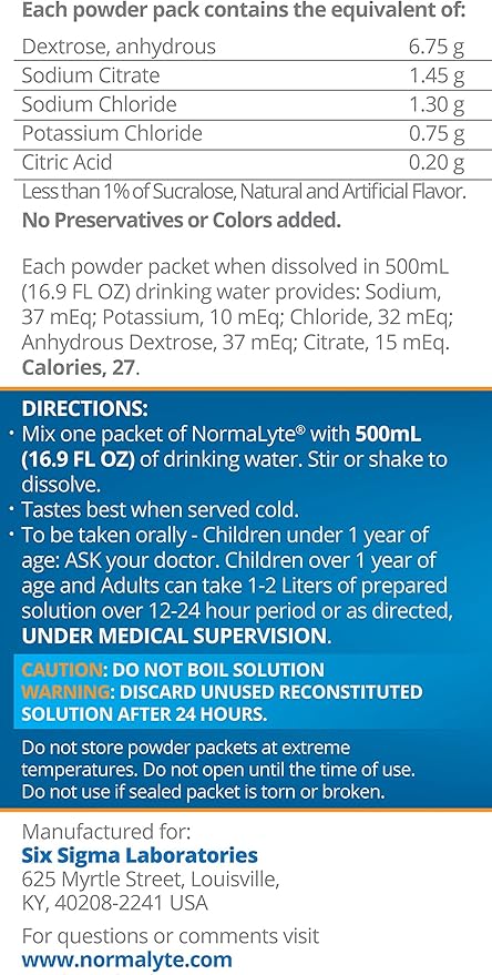 NormaLyte Apple Electrolyte Powder Packets, Hydration Stick, 6 Count