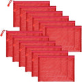 Sinzip 12 Pieces Zipper Nylon Mesh Pouch, Mesh Cosmetic Bags Makeup Bags Pencil Case, Multipurpose Travel Bags for Cosmetic School Office Supplies and Travel Accessories (Red, A5)