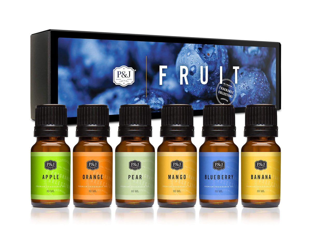 P&J Fragrance Oil Favorites Set | Fresh Cotton, Amber, Leather, Strawberry Shortcake, Lilac, Vanilla for Candle Making, Soap Making Supplies, Diffuser Oils Scents