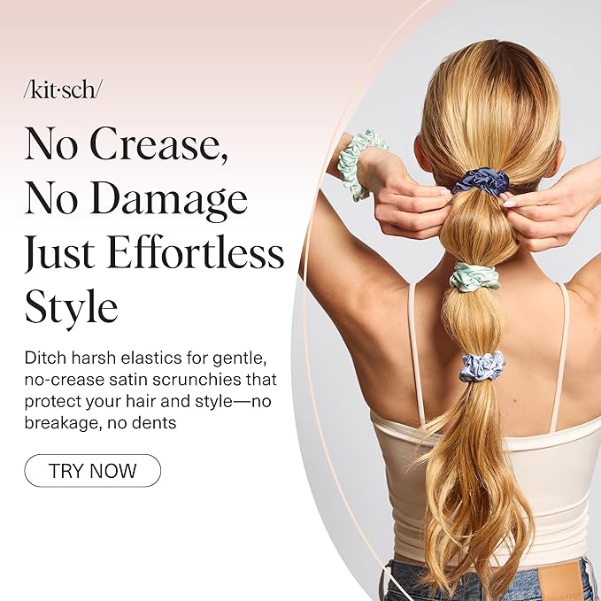Kitsch Ruched Satin Scrunchies for Women - Garden Bouquet, 5pcs
