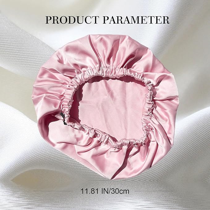 Satin Bonnet Silk Bonnet for Sleeping Women Double Layer Hair Bonnet Wrap Sleep Cap Gifts for Women Curly Hair Coral