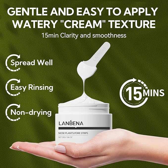 LANBENA Nose Pore Strips Blackhead Remover, 1.06 Oz/30g+60pcs Strips