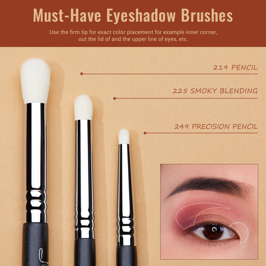 Jessup Eyeshadow Brush Set 11pcs Eye Makeup Brushes Set Professional Eye Shadow Brush Blending Brush Shader Crease Brush Black T340