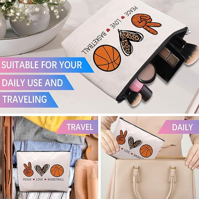 CEASQVAA Basketball Gifts for Women - Cosmetic Bag Gifts for Players, Fans & Friends - Travel Makeup Pouch