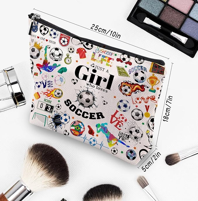 CEASQVAA Soccer Gifts Makeup Cosmetic Bag for Women, Soccer Coach Gifts, Soccer Team Gifts for Soccer Lovers Players Fans Birthday Gifts for Her Women