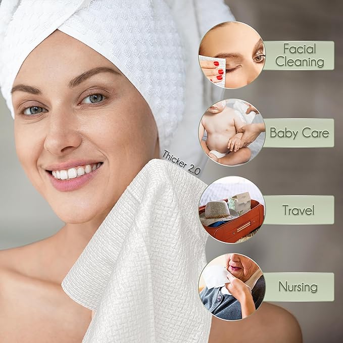 WOWOTEX THICKER Disposable Face Towels Ultra Soft Large Dry Wipes 50 Count