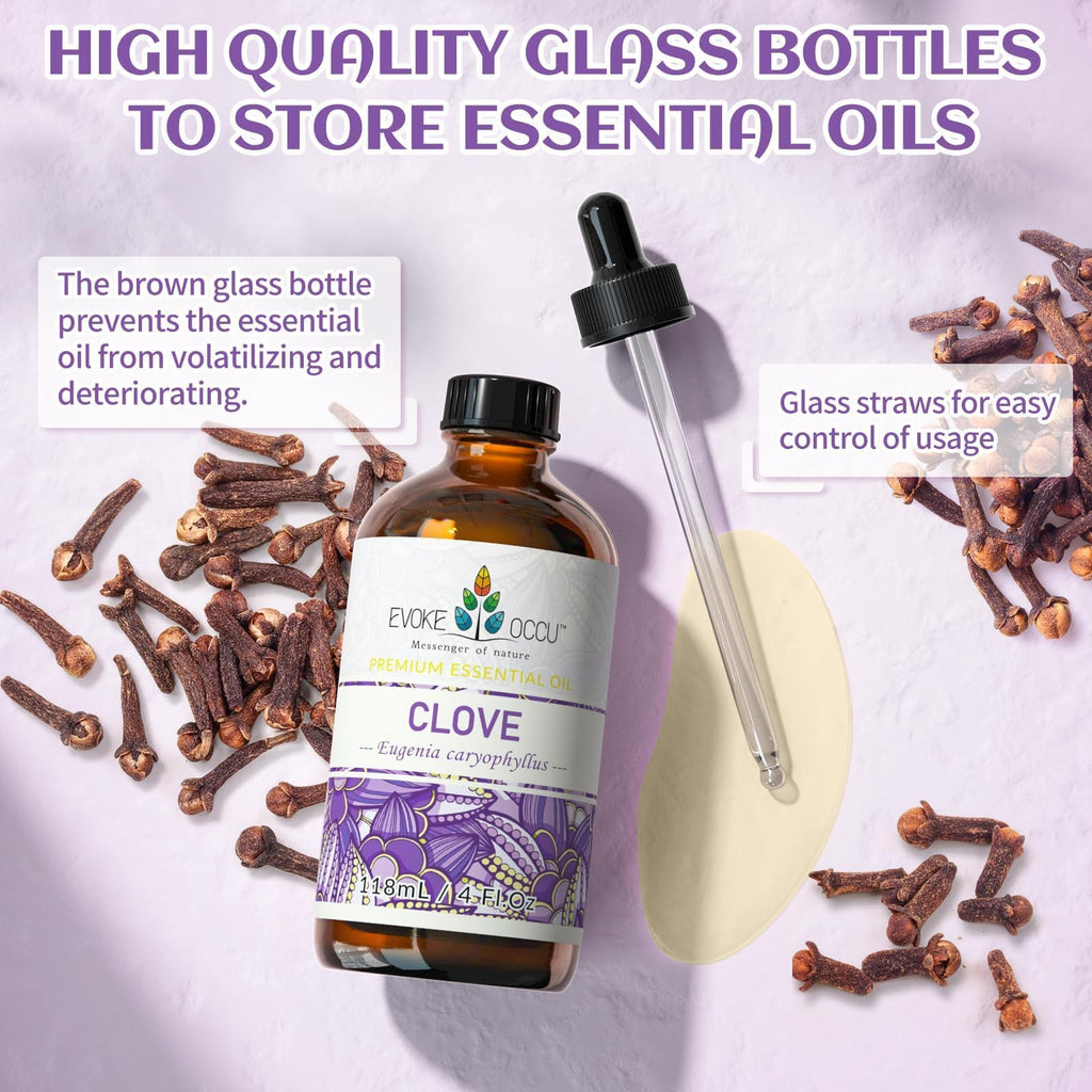 EVOKE OCCU Clove Essential Oil for Teeth and Gums, Diffuser, Oral Care